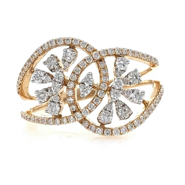 18kt / 750 rose gold floral designed micro set diamond ladies ring 9lr1