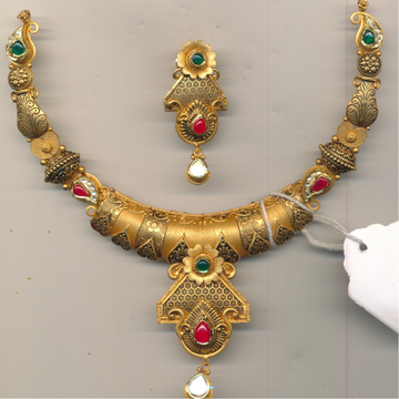 Manufacturer of 22kt gold antique necklace set | Jewelxy - 35754