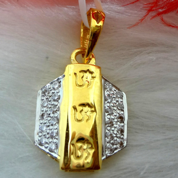 916 gold cz diamond Om letter design gents pendant