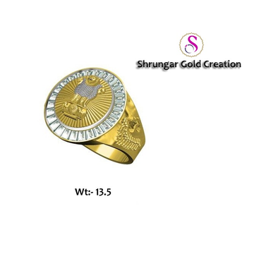 22kt Gold Patriotic Gents CZ Ring by 