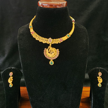 9l6 Gold Fancy Unique Antique Jadtar Short Set by 