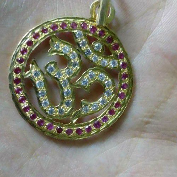 916 Gold Colorful Om Pendant