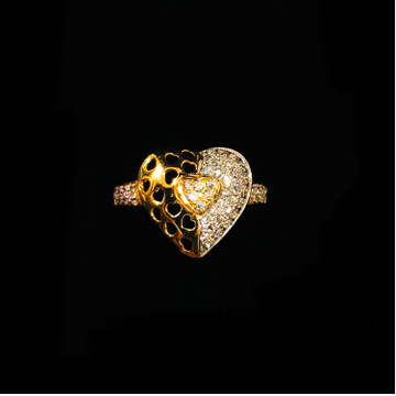 22KT Gold Heart Shape CZ Diamond Ladies Ring by Prakash Jewellers