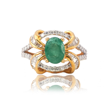 916 Gold Green Stone Diamond Ring For women  by 