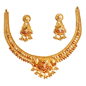 22kt Gold Kalkatti Rajwadi Necklace Set MGA - GN09...
