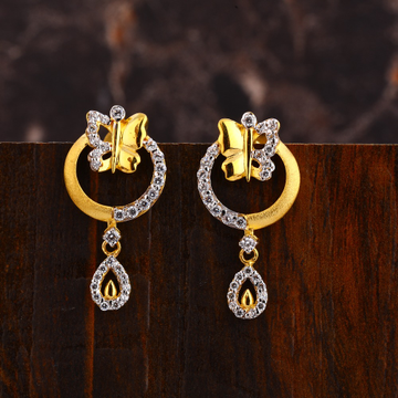 22CT Gold CZ Women's Hallmark Earring LFE578