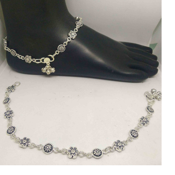 925  sterling silver designer oxidised payal / ank... by 