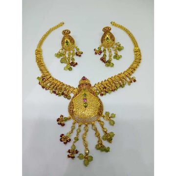 22kt gold indian design necklace set bj-n12 by 