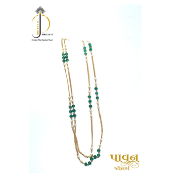 22KT / 916 Gold 2 line green stone With white moti... by 