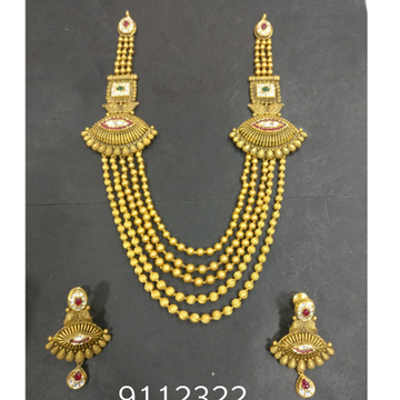 916 gold antique bridal necklace set kg-n061 by Kundan