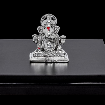 92.5 Sterling Silver Ganesha Statue In Sitting Pos...
