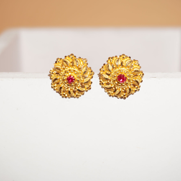 22k Gold Modern Plain Gold Earring 10R803