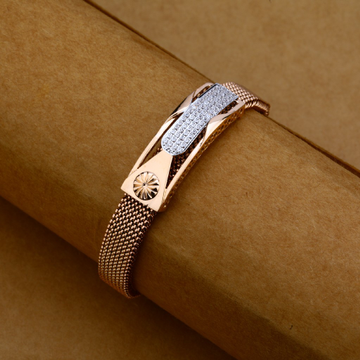 Mens Leather Rose Gold Bracelet-MLB72