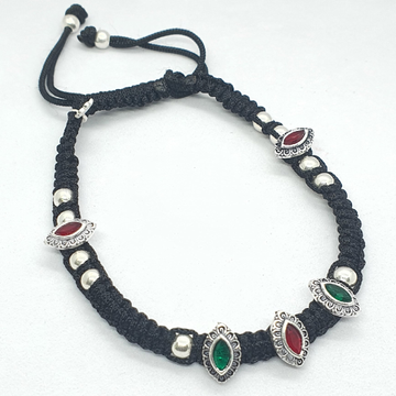 Silver Green And Red Diamond Fancy Anklet by 