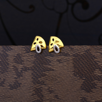 Ladies 22K Gold CZ Plain Earring -LPE89