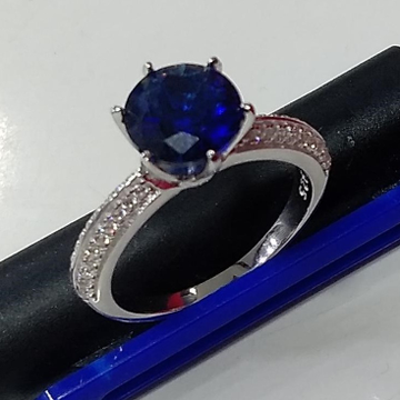 Retailer of 925 sterling silver dark blue color single diamond ring for  ladies Jewelxy 230646
