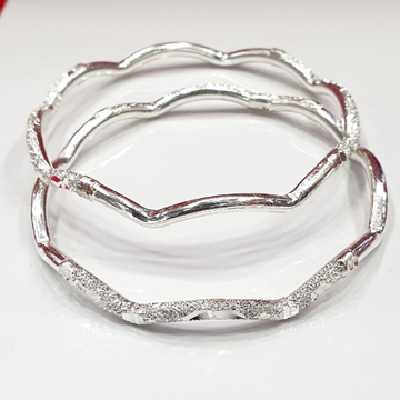 92.5 Silver Fancy Scalloped Design Bangles by 
