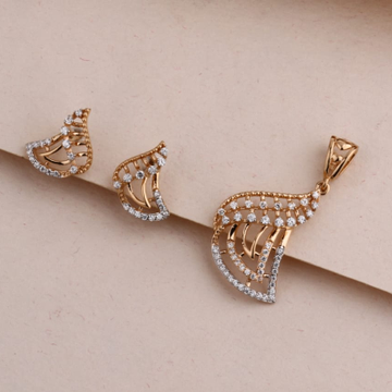 750 Rose Gold Cz Hallmark Exclusive Pendant Set RP...