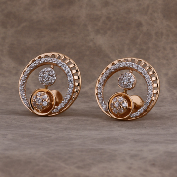750 Rose Gold CZ  Stylish Women's Earring RE221