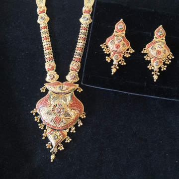 916 gold Gheru kalkati work design long set by 