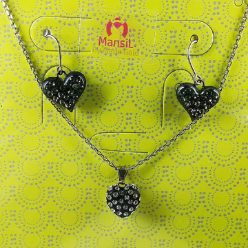 New stylish 925 silver chain set hearted with ston...