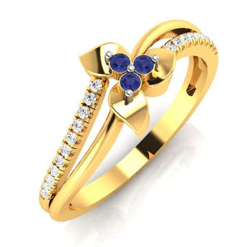 Manufacturer of 22k gold floral blue stone studded ring Jewelxy