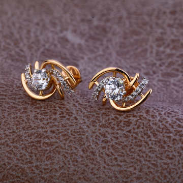 Ladies 18K Rose Gold Designer CZ Earring -RE75