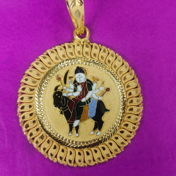 Gold Meladi maa mina work pendant by Saurabh Aricutting