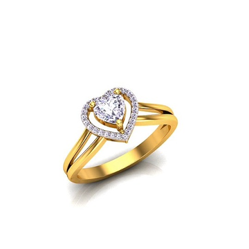916 Gold CZ Heart Design Ring For Women SO-LR008 by S. O. Gold Private Limited