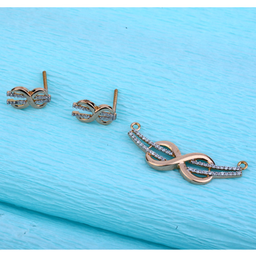 750 Rose Gold Cz Hallmark Stylish Pendant Set RMPN...