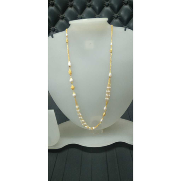 916 Gold White Bead Fancy Mala by Celebrity Jewels