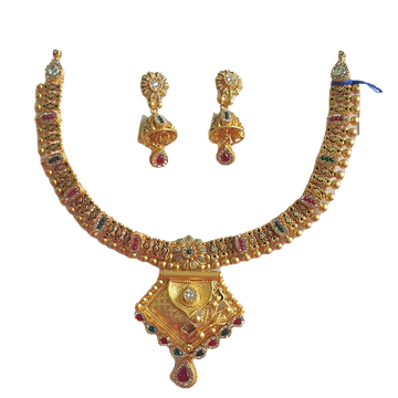 91.6 Gold Antique Design Necklace Set by 