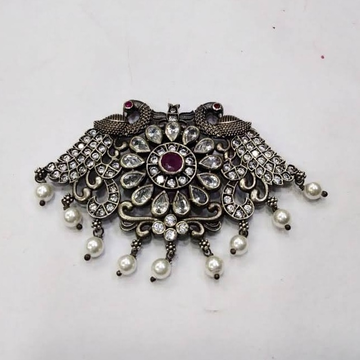 Pure silver Designer Cutstone Peacock Pendant With... by 