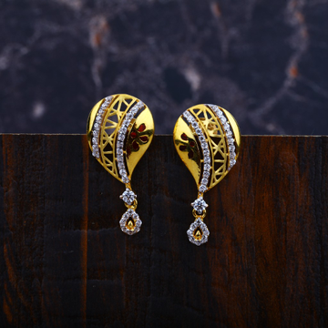 Ladies Cz Gold Earrings-LFE72