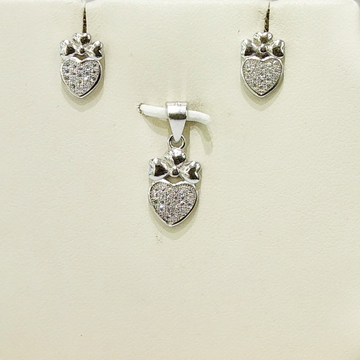 925 Sterling Silver Heart Diamond Pendant set by Pratima Jewellers