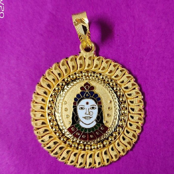 916 Gold Fancy Chehar Ma Mina Pendant by Saurabh Aricutting