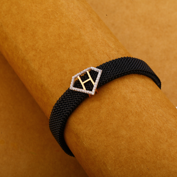 18CT Rose Gold Delicate Leather Mens Bracelet MLB3...