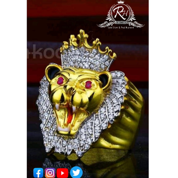 22 carat gold lion king classical gents rings RH-G...