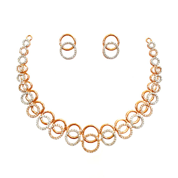 18K Rose Gold Designer Diamond Necklace Set MGA -...
