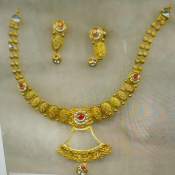 916 gold short design necklace set by Panna Jewellers