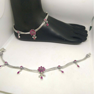 925 silver oxidised & color stone payal/anklet for... by 