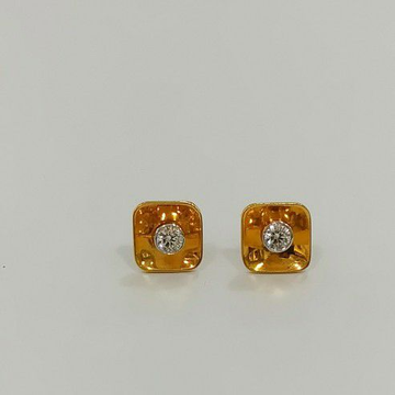 Gold Single Stone CZ earrings by S B ZAWERI