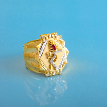 916 gold peacock feather design gents ring by 