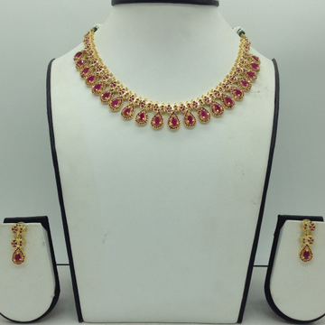 Red cz stones necklace set jnc0176