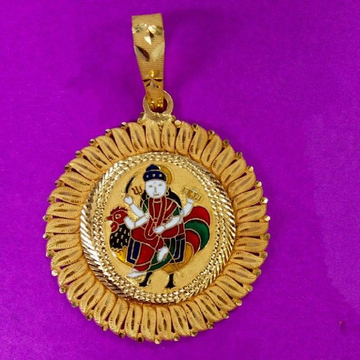 22k bahucharaji ma fancy minakari pendant by Saurabh Aricutting