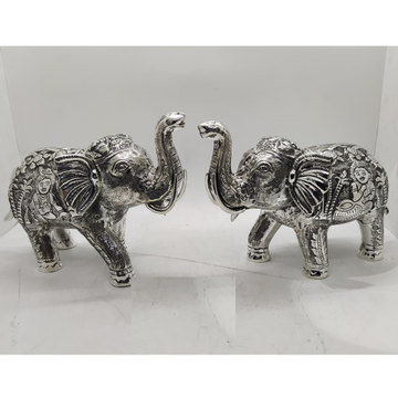 92.5 Pure Silver Elephant Pair With Raised Trunk P... by 