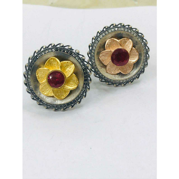 92.5 Sterling Silver Border Bol Patern Gold & Rose... by 