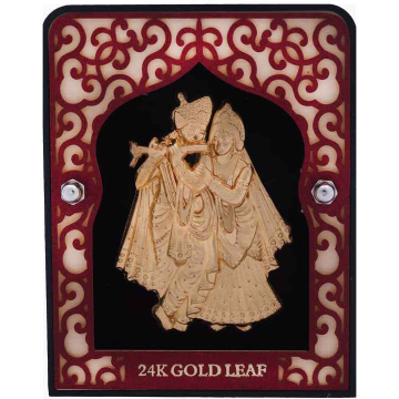 Shree Radha Krishnaji Frame In 24K Gold Leaf MGA -...