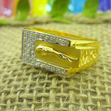 916 gold cz diamond jaguar design gents ring