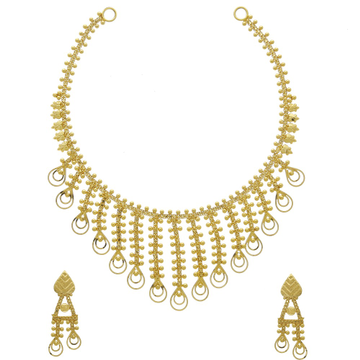 Yellow gold necklace set in 22carat for women